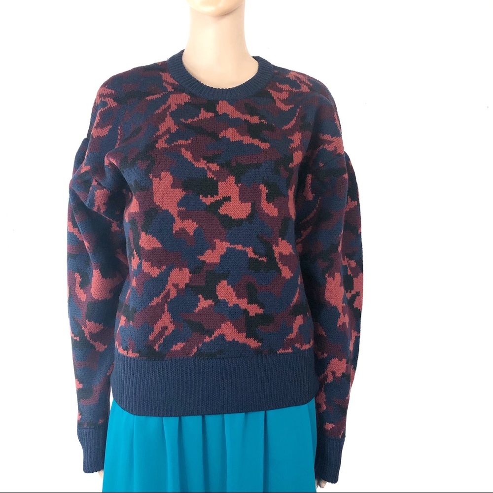 Joie Brycen Camo Wool Sweater Multicolored Medium - Picture 2 of 8